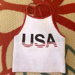 HOLLISTER CROPPED U.S.A TANK TOP